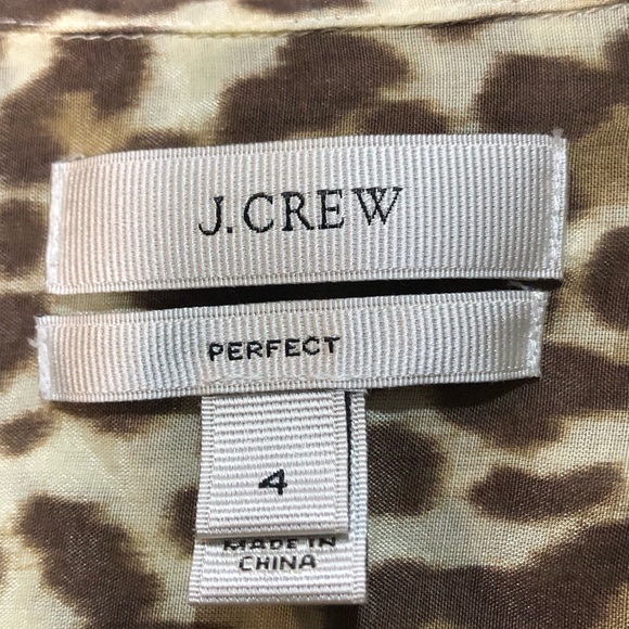 J Crew Womens Perfect Button Down Shirt Leopard Animal Print Beige Brown - Picture 3 of 12
